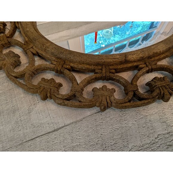 Ornate Oval Wall Mirror With Vintage-Style Frame & Intricate Scroll Design - Picture 2 of 6